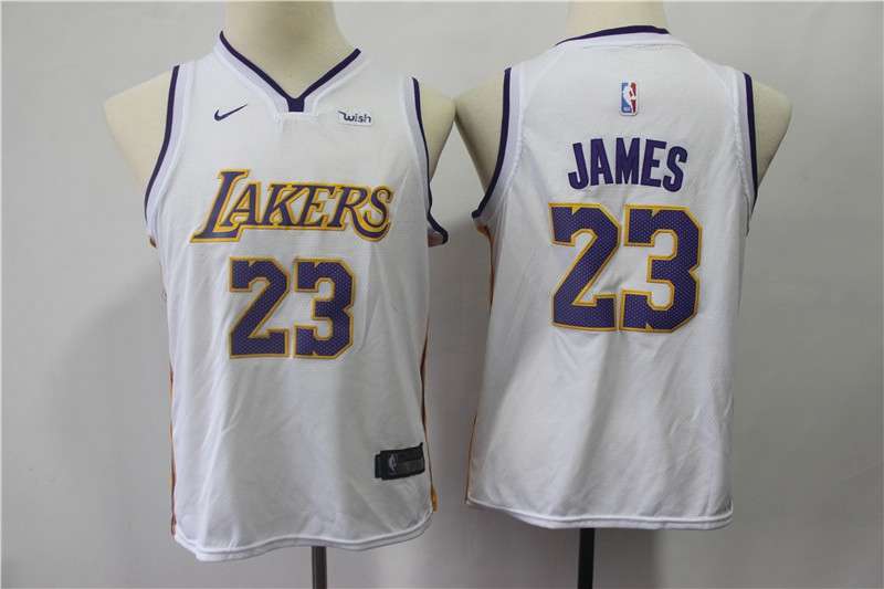 Los Angeles Lakers #23 JAMES White Youth Basketball Jersey 02 (Stitched)