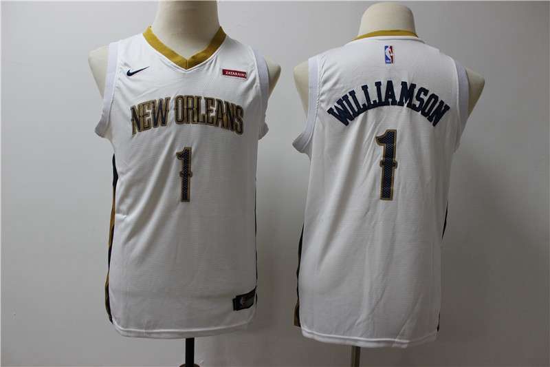 New Orleans Pelicans #1 WILLIAMSON White Youth Basketball Jersey (Stitched)