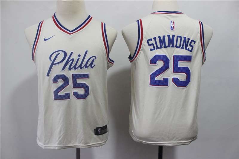 Philadelphia 76ers #25 SIMMONS White City Youth Basketball Jersey (Stitched)