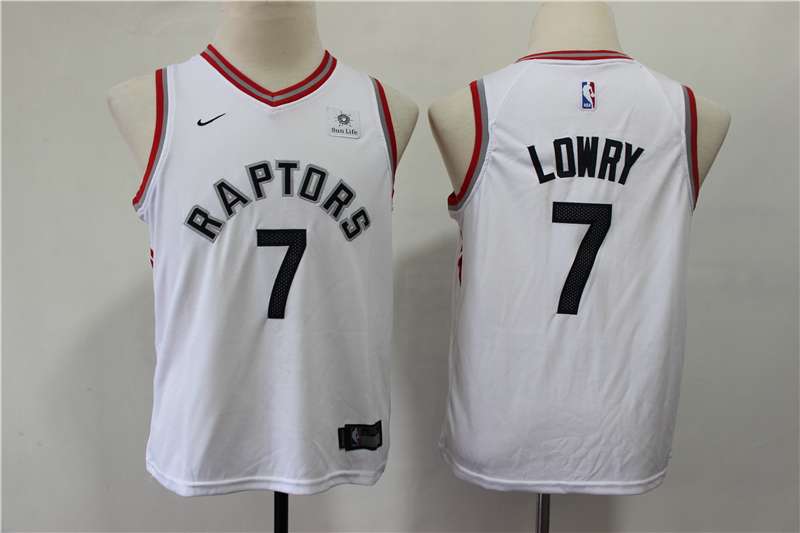 Toronto Raptors #7 LOWRY White Youth Basketball Jersey (Stitched)