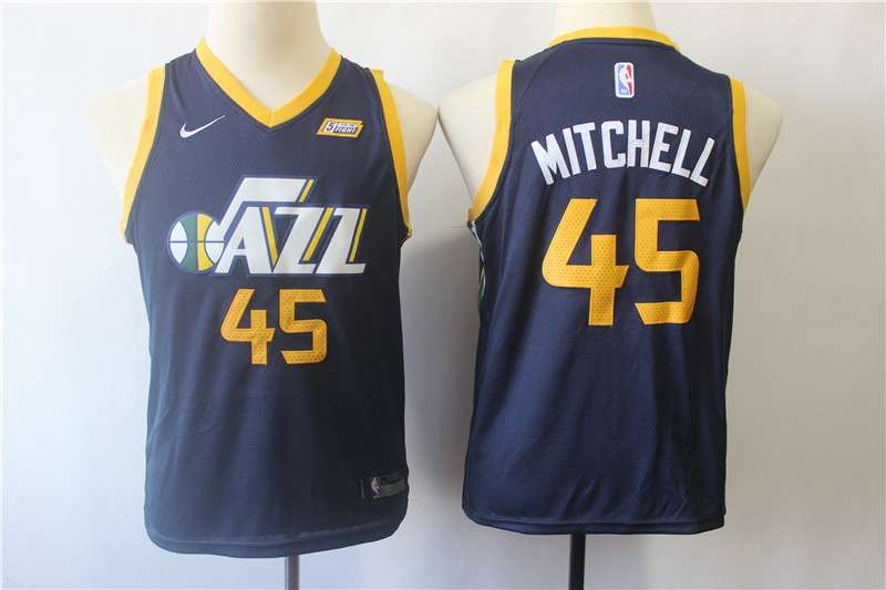 Utah Jazz #45 MITCHELL Dark Blue Youth Basketball Jersey (Stitched)