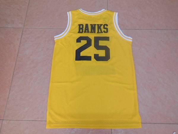 Movie #25 BANKS Yellow Basketball Jersey (Stitched)