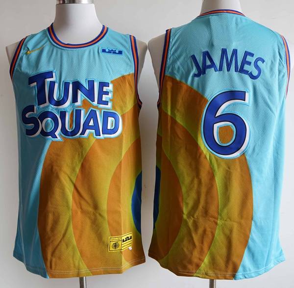 Movie Jam JAMES Space Blue Yellow Basketball Jersey (Stitched)