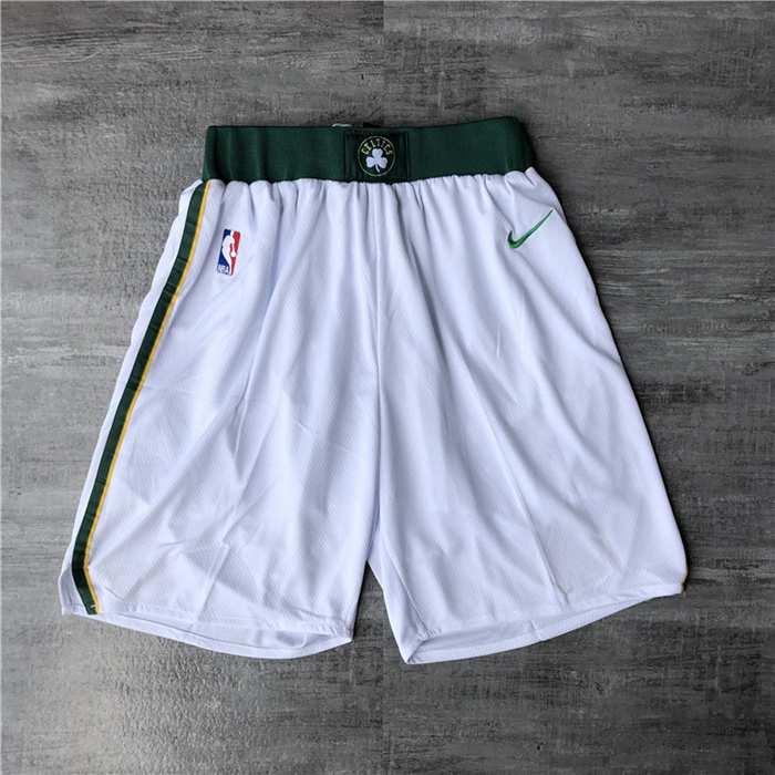 Boston Celtics White Basketball Shorts 02
