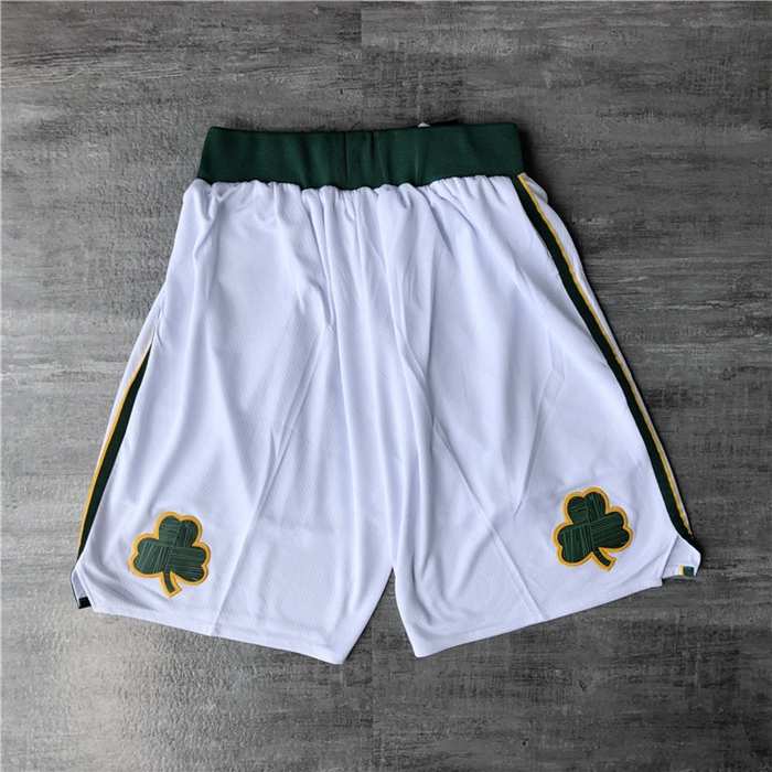 Boston Celtics White Basketball Shorts 02