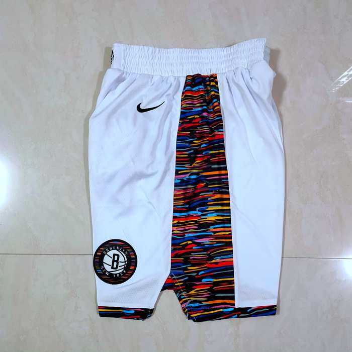 Brooklyn Nets White City Basketball Shorts