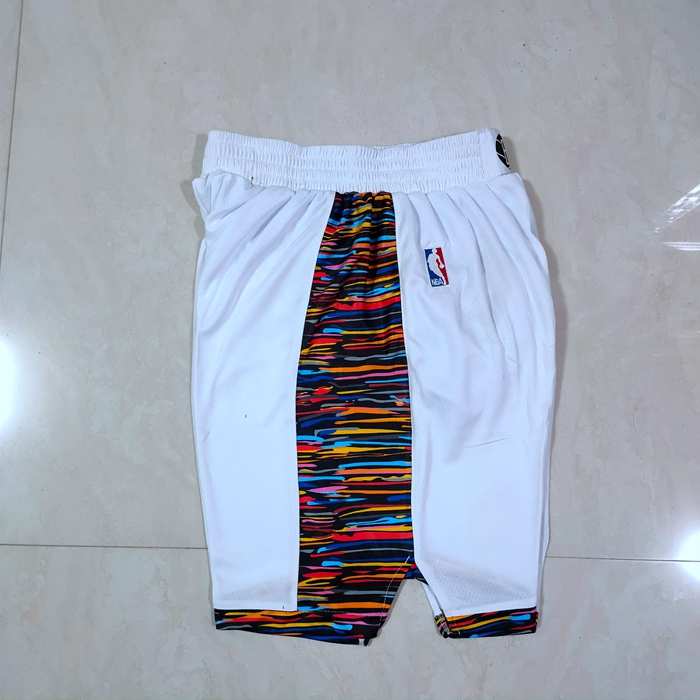 Brooklyn Nets White City Basketball Shorts