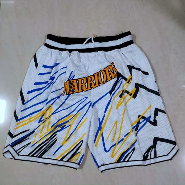 Golden State Warriors Just Don White Basketball Shorts 02