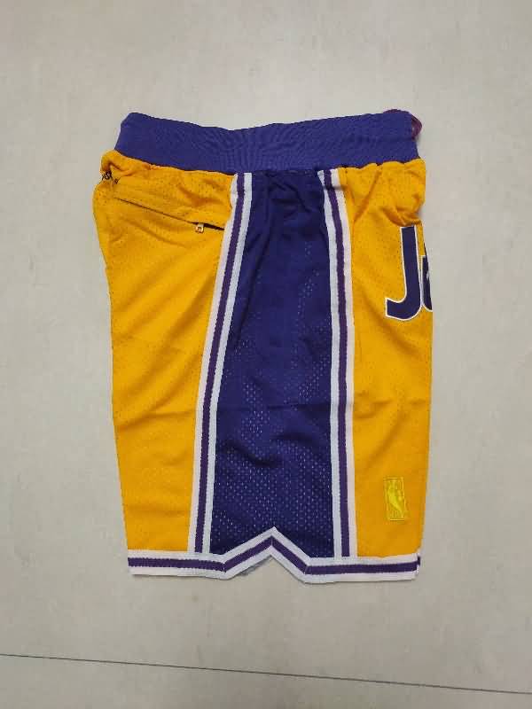 Los Angeles Lakers Just Don Yellow Basketball Shorts 05