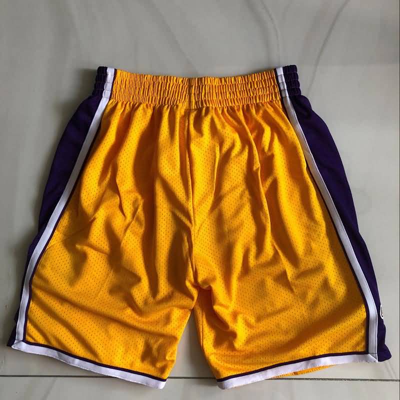 Los Angeles Lakers Mitchell&Ness Yellow Basketball Shorts 02