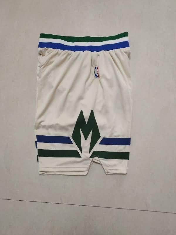 Milwaukee Bucks White Basketball Shorts 02