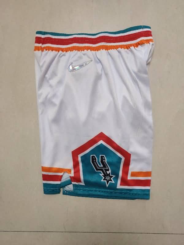 San Antonio Spurs White Basketball Shorts 02