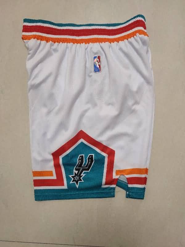 San Antonio Spurs White Basketball Shorts 02