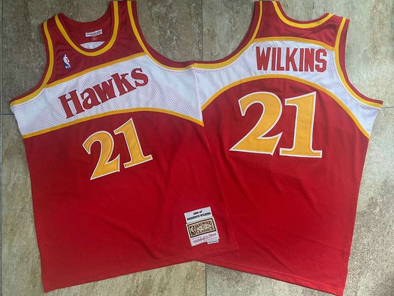 1986/87 Atlanta Hawks WILKINS #21 Red Classics Basketball Jersey (Closely Stitched)
