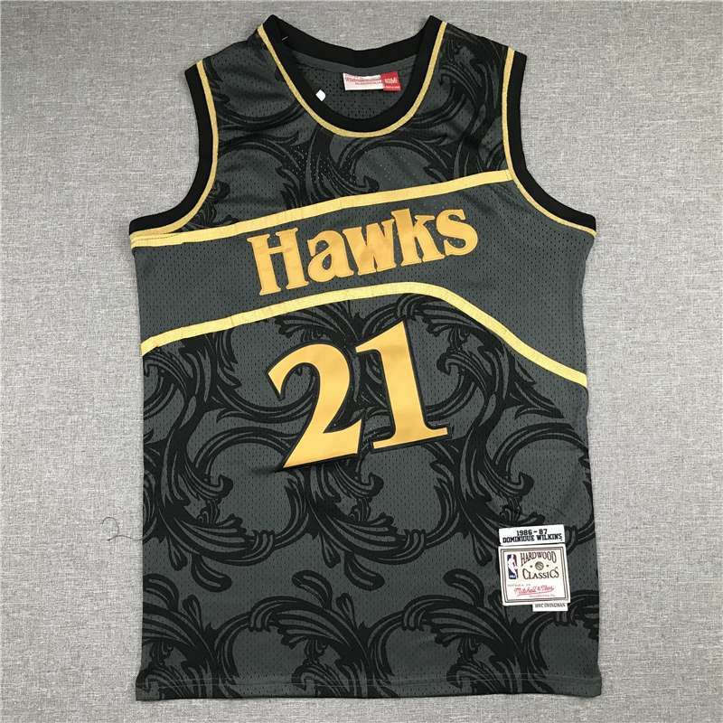 1986/87 Atlanta Hawks WILKINS #21 Black Classics Basketball Jersey (Stitched)