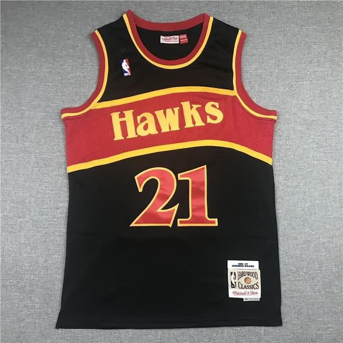 1986/87 Atlanta Hawks WILKINS #21 Black Classics Basketball Jersey 02 (Stitched)