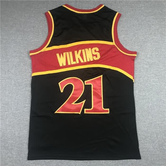 1986/87 Atlanta Hawks WILKINS #21 Black Classics Basketball Jersey 02 (Stitched)