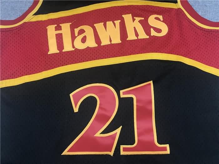 1986/87 Atlanta Hawks WILKINS #21 Black Classics Basketball Jersey 02 (Stitched)