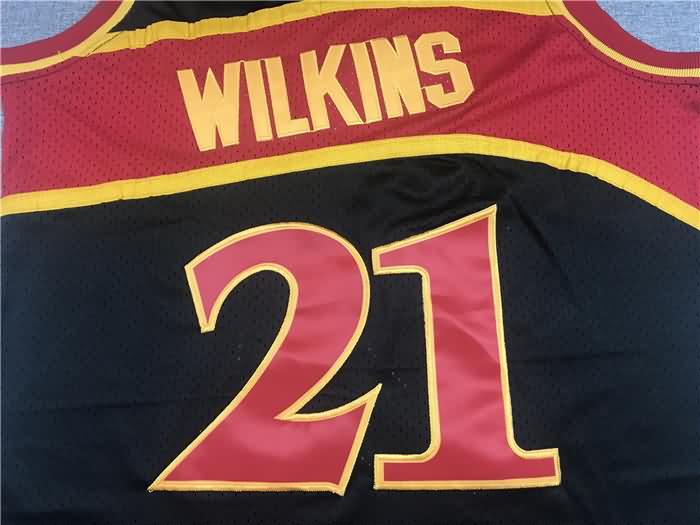 1986/87 Atlanta Hawks WILKINS #21 Black Classics Basketball Jersey 02 (Stitched)