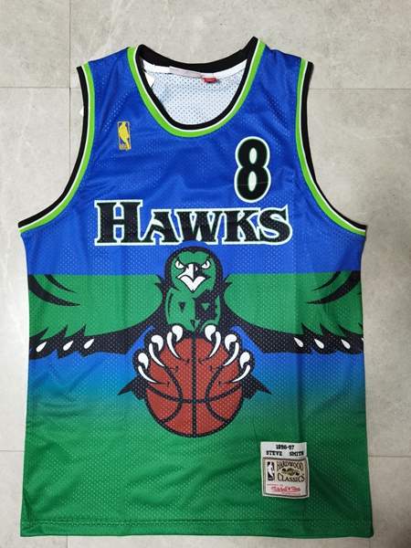 1986/87 Atlanta Hawks SMITH #8 Blue Classics Basketball Jersey (Stitched)