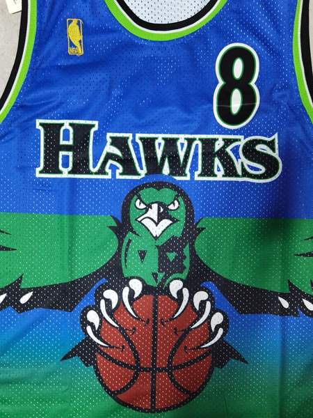 1986/87 Atlanta Hawks SMITH #8 Blue Classics Basketball Jersey (Stitched)