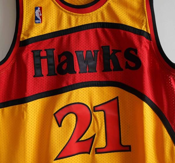 1986/87 Atlanta Hawks WILKINS #21 Yellow Classics Basketball Jersey (Stitched)