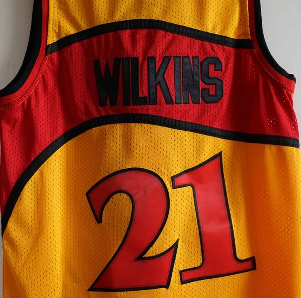 1986/87 Atlanta Hawks WILKINS #21 Yellow Classics Basketball Jersey (Stitched)