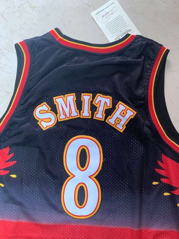 Atlanta Hawks SMITH #8 Black Red Classics Basketball Jersey (Stitched)