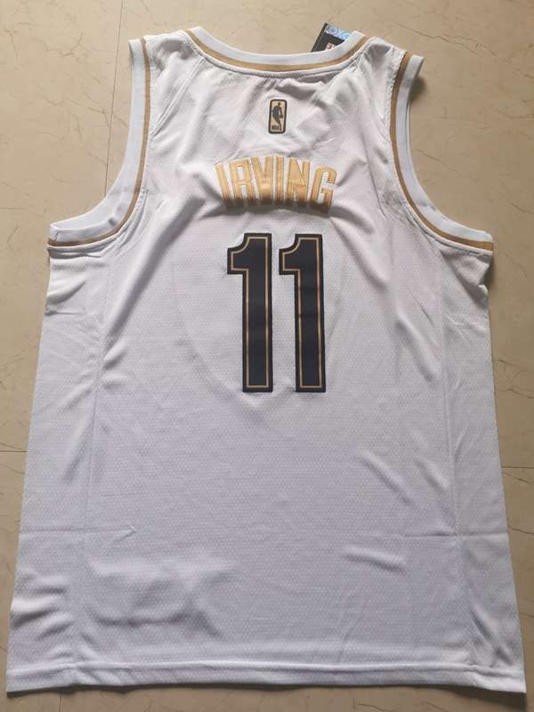 2020 Brooklyn Nets IRVING #11 White Gold Basketball Jersey (Stitched)