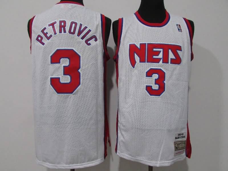1992/93 Brooklyn Nets PETROVIC #3 White Classics Basketball Jersey (Stitched)