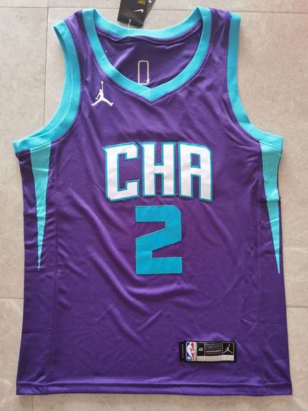 20/21 Charlotte Hornets BALL #2 Purple AJ Basketball Jersey (Stitched)