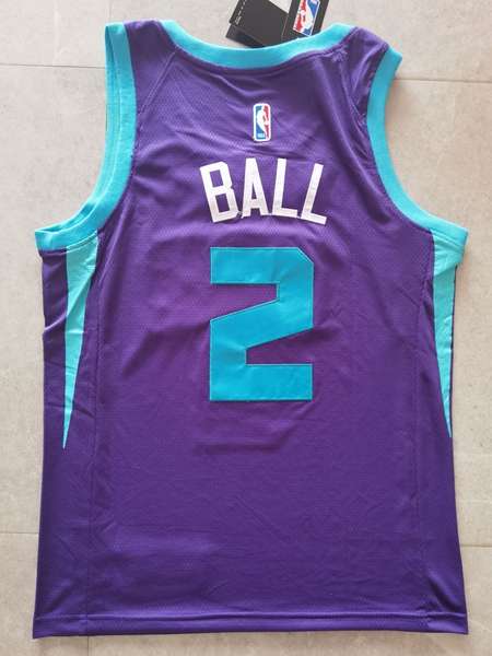 20/21 Charlotte Hornets BALL #2 Purple AJ Basketball Jersey (Stitched)