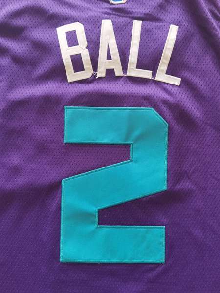 20/21 Charlotte Hornets BALL #2 Purple AJ Basketball Jersey (Stitched)