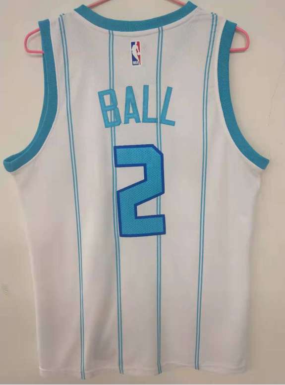 20/21 Charlotte Hornets BALL #2 White AJ Basketball Jersey (Stitched)