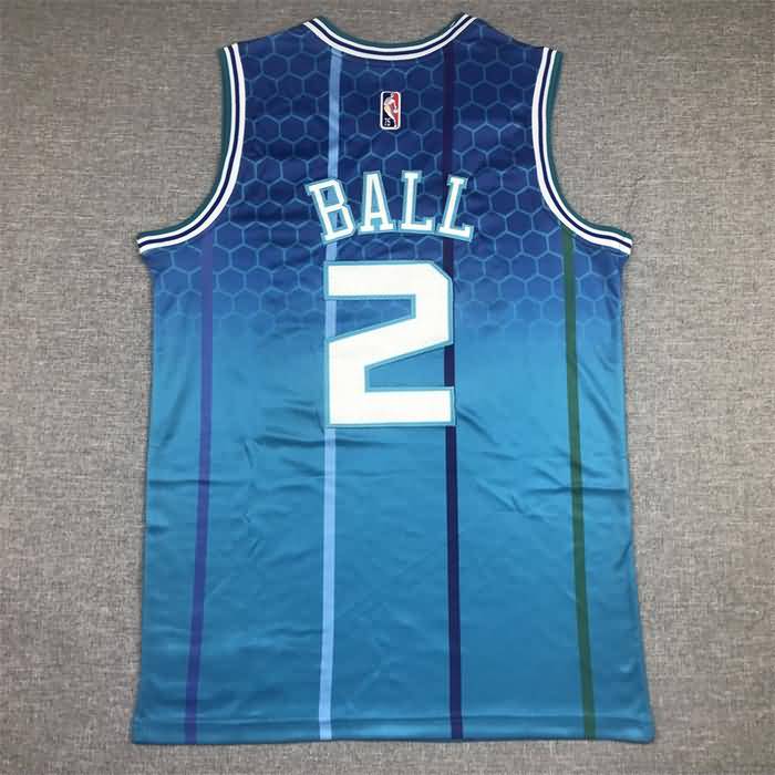 21/22 Charlotte Hornets BALL #2 Blue City AJ Basketball Jersey (Stitched)