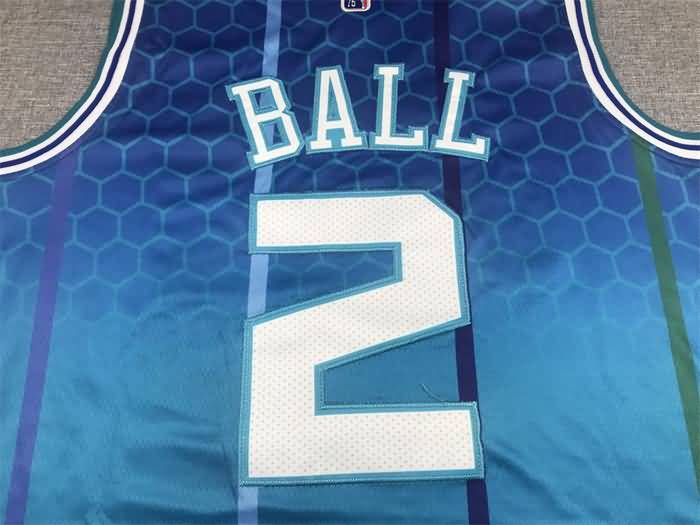 21/22 Charlotte Hornets BALL #2 Blue City AJ Basketball Jersey (Stitched)