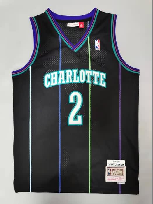 1992/93 Charlotte Hornets JOHNSON #2 Black Classics Basketball Jersey (Stitched)