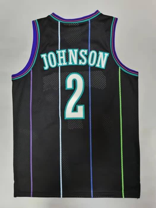 1992/93 Charlotte Hornets JOHNSON #2 Black Classics Basketball Jersey (Stitched)