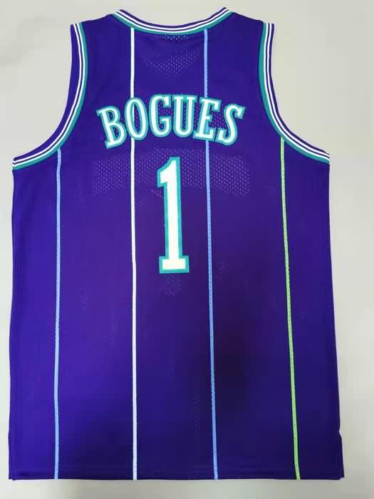 1994/95 Charlotte Hornets BOGUES #1 Purple Classics Basketball Jersey (Stitched)