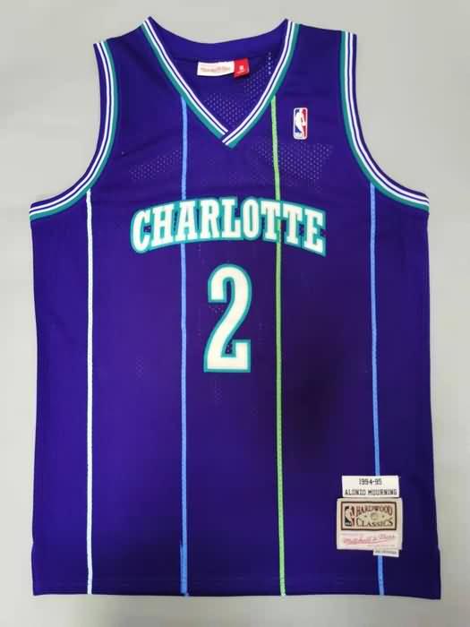 1994/95 Charlotte Hornets JOHNSON #2 Purple Classics Basketball Jersey (Stitched)