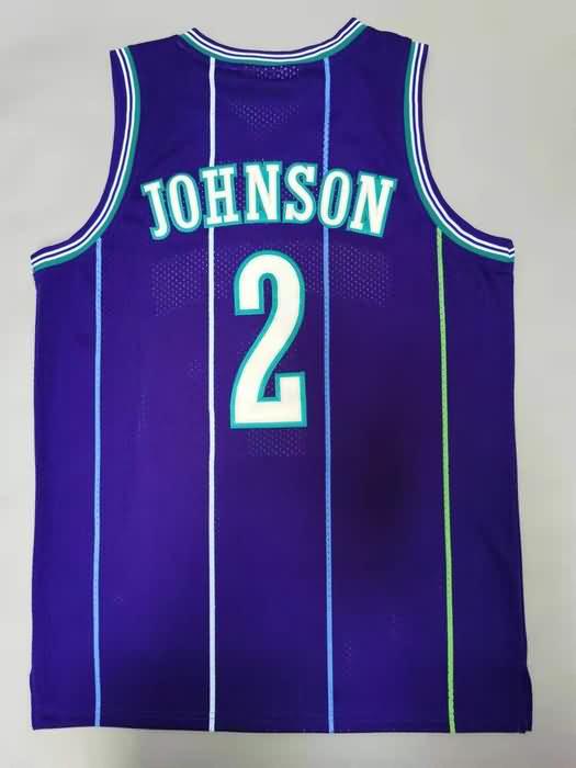 1994/95 Charlotte Hornets JOHNSON #2 Purple Classics Basketball Jersey (Stitched)