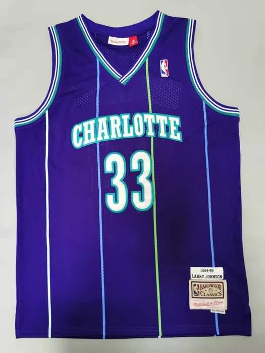 1994/95 Charlotte Hornets MOURNING #33 Purple Classics Basketball Jersey (Stitched)