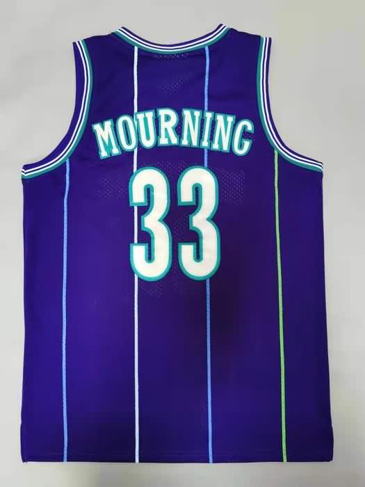 1994/95 Charlotte Hornets MOURNING #33 Purple Classics Basketball Jersey (Stitched)