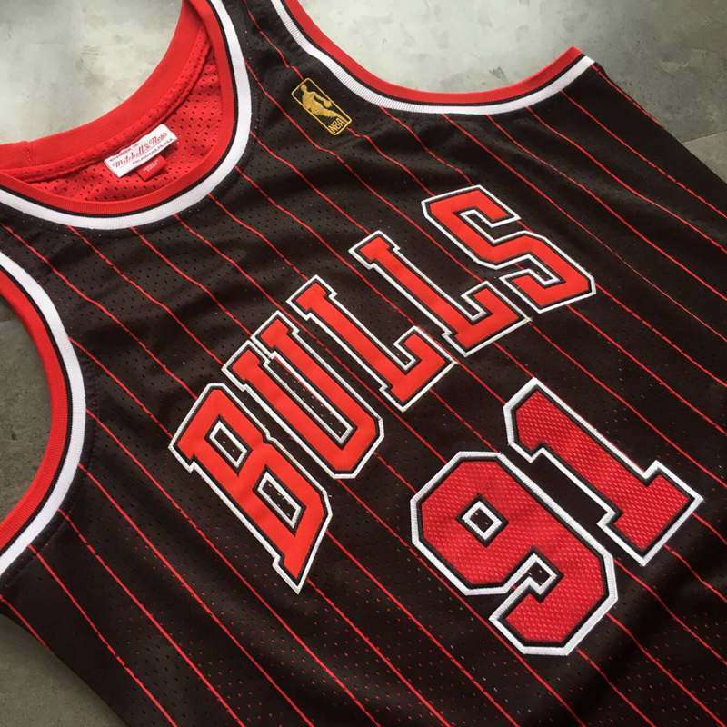 1995/96 Chicago Bulls RODMAN #91 Black Classics Basketball Jersey (Closely Stitched)