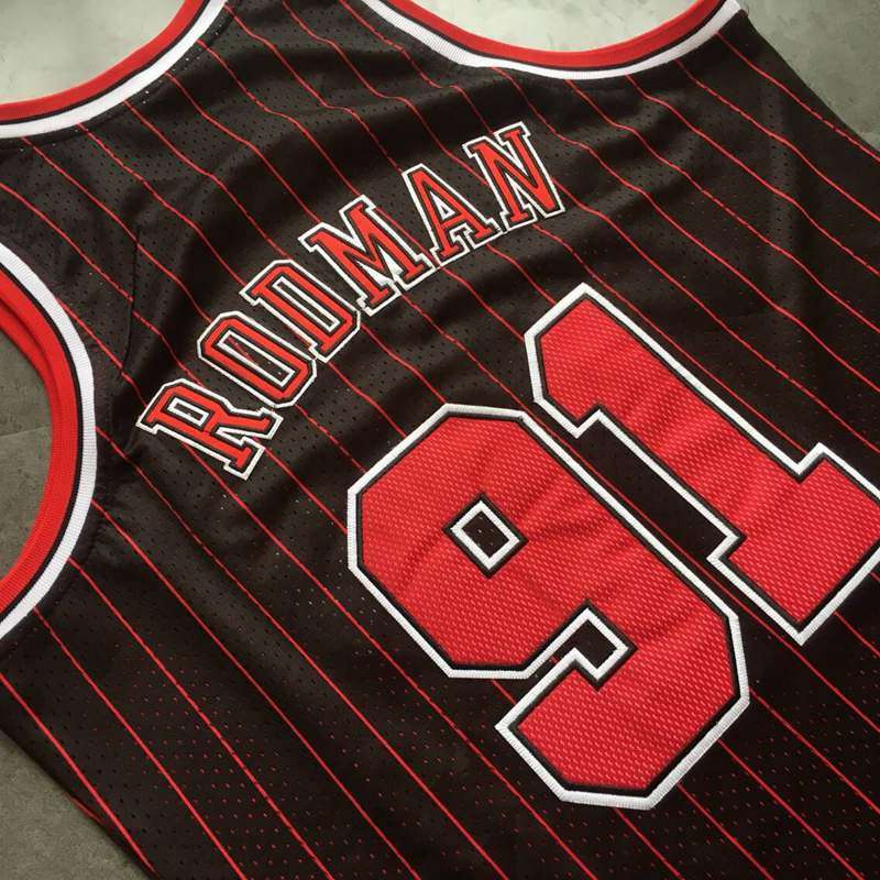 1995/96 Chicago Bulls RODMAN #91 Black Classics Basketball Jersey (Closely Stitched)