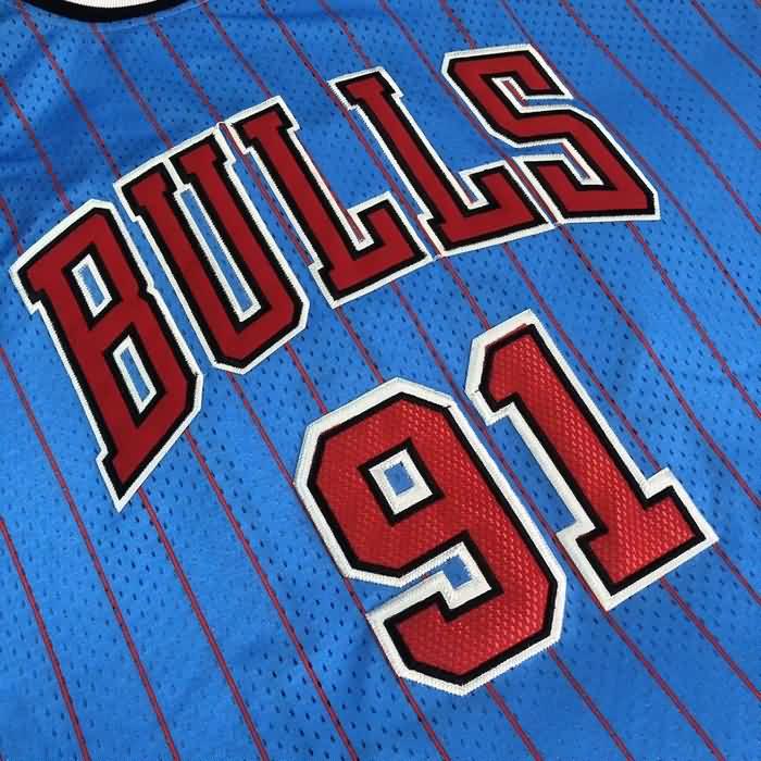 1995/96 Chicago Bulls RODMAN #91 Blue Classics Basketball Jersey (Closely Stitched)