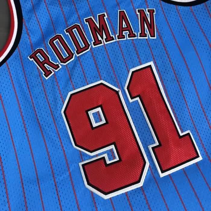 1995/96 Chicago Bulls RODMAN #91 Blue Classics Basketball Jersey (Closely Stitched)