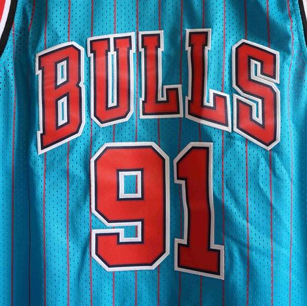 1995/96 Chicago Bulls RODMAN #91 Blue Classics Basketball Jersey (Stitched)