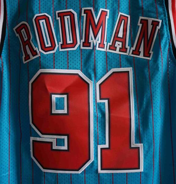 1995/96 Chicago Bulls RODMAN #91 Blue Classics Basketball Jersey (Stitched)