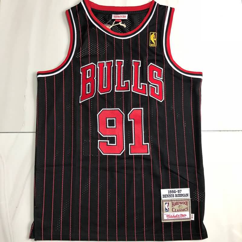 1996/97 Chicago Bulls RODMAN #91 Black Classics Basketball Jersey (Closely Stitched)